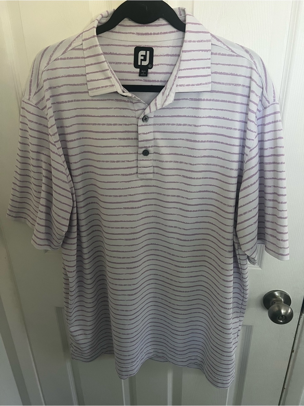 FootJoy Men's Lavender and White Striped‎ Polo